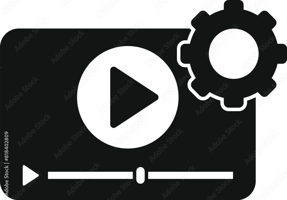 Poster modern video settings icon concept with black and white scalable vector illustration for multimedia 