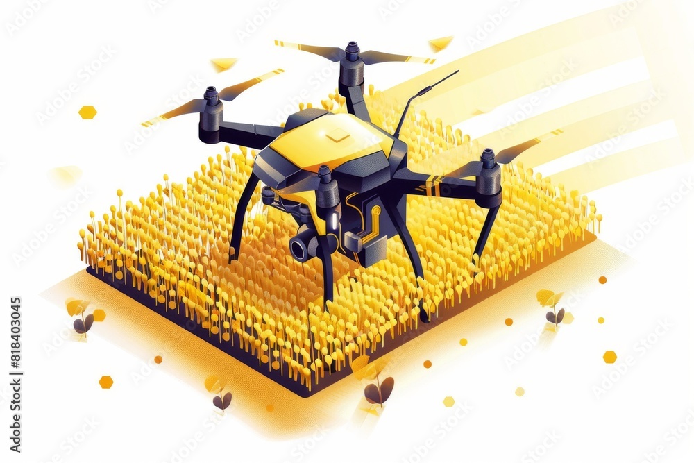 Poster modern precision drones with 8k sensoric technology transform farming by automating crop nutrition a