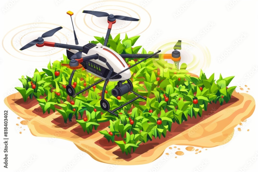 Poster precision agriculture drones equipped with modern sensoric systems and 8k technology optimize crop n