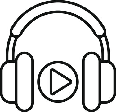 headphones with play button icon clip art preview