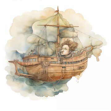 recommend clip art: Psychedelic Watercolor blimp in the air