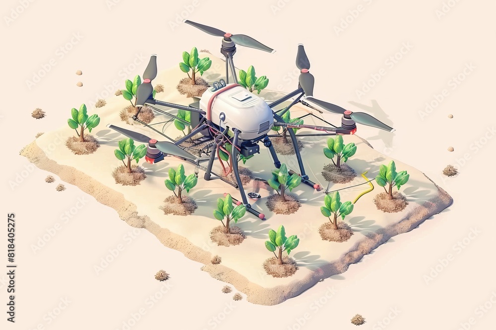 Poster modern farm scenes integrate smart farming drones with agricultural monitoring to depict efficient e