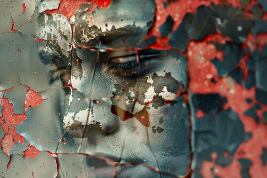 Hidden truths: Layers of deception slowly peeled away. Person pain concept