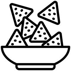 Nachos black outline icon, related to street food theme. use for modern concept, app and web development.