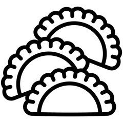 Empanada black outline icon, related to street food theme. use for modern concept, app and web development.