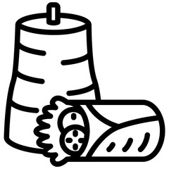 Shawarma black outline icon, related to street food theme. use for modern concept, app and web development.