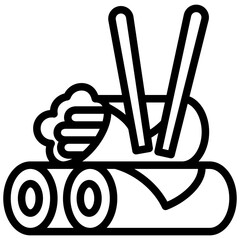 Spring roll black outline icon, related to street food theme. use for modern concept, app and web development.