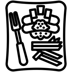 Currywurst black outline icon, related to street food theme. use for modern concept, app and web development.