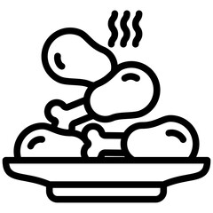 Fried chicken black outline icon, related to street food theme. use for modern concept, app and web development.