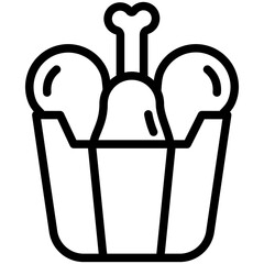 Fried Chicken black outline icon, related to street food theme. use for modern concept, app and web development.