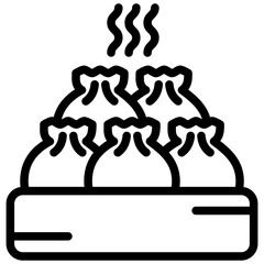 Dim Sum black outline icon, related to street food theme. use for modern concept, app and web development.