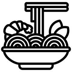 Pad Thai black outline icon, related to street food theme. use for modern concept, app and web development.