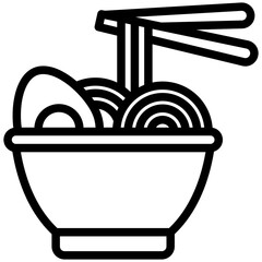 Ramen black outline icon, related to street food theme. use for modern concept, app and web development.