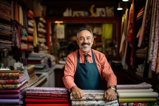 Bespoke Tailor Beaming with Pride in Front of His Traditional Craft Shop