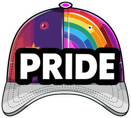 Pride flag cap sticker over isolated transparent background