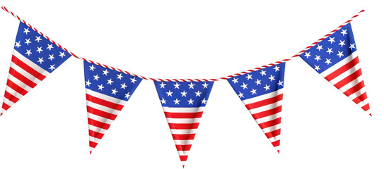 Obraz premium Buntings with American flag over isolated transparent background