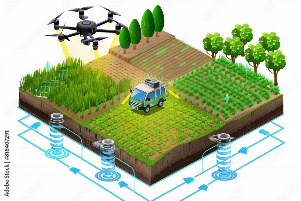 Poster drone technology enhances smart farming automation with precision sensors for aerial crop management