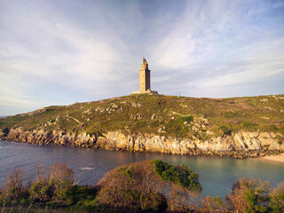 Hercules Tower ligthouse , Unesco world heritage site in Coruna, Galicia, Spain