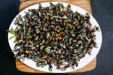 boiled  barnacles percebes typical seafood in the food of Galicia, Spain
