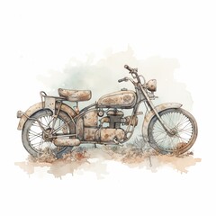 Obraz premium Watercolor old moto