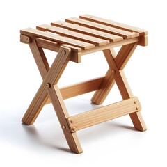 Minimalist Wooden Stool with Slatted Seat