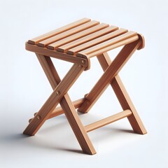 Minimalist Wooden Stool with Slatted Seat