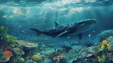 Fragile Ecosystems: Illustration of Ocean Acidification Impacting Marine Life Below the Surface