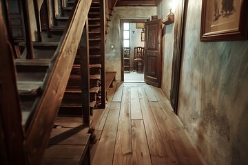Obraz premium Interior of a wooden house