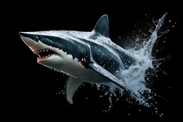 Realistic Shark Surging with Vibrant Water Effects