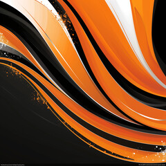 A black and orange striped background with a splash of white. The orange and black stripes are bold and dynamic, creating a sense of movement and energy. The white splash adds a pop of color
