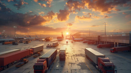  Load containers in cargo ship with industrial crane.