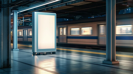 Subway Station With Passing Train