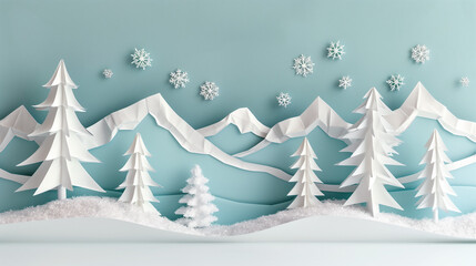 Snow Covered Trees Paper Cutout