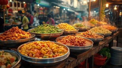 Colorful Street Food Market Display