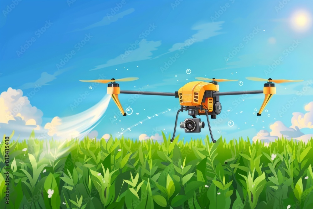 Poster agricultural drones enhance sustainable and innovative cultivation in vast cornfields through effici