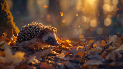 Portrait of a hedgehog in the wild