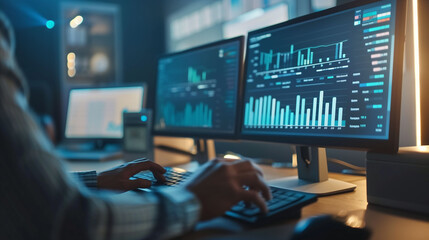 finances and calculating financial report  and investment, business analysis concept. Computer laptop and dashboard for data business analysis and Data Management System.