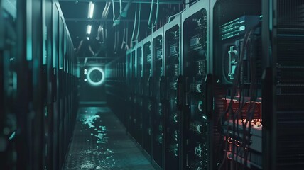 Fototapeta premium Bitcoin mining computer using extreme amounts of electricity