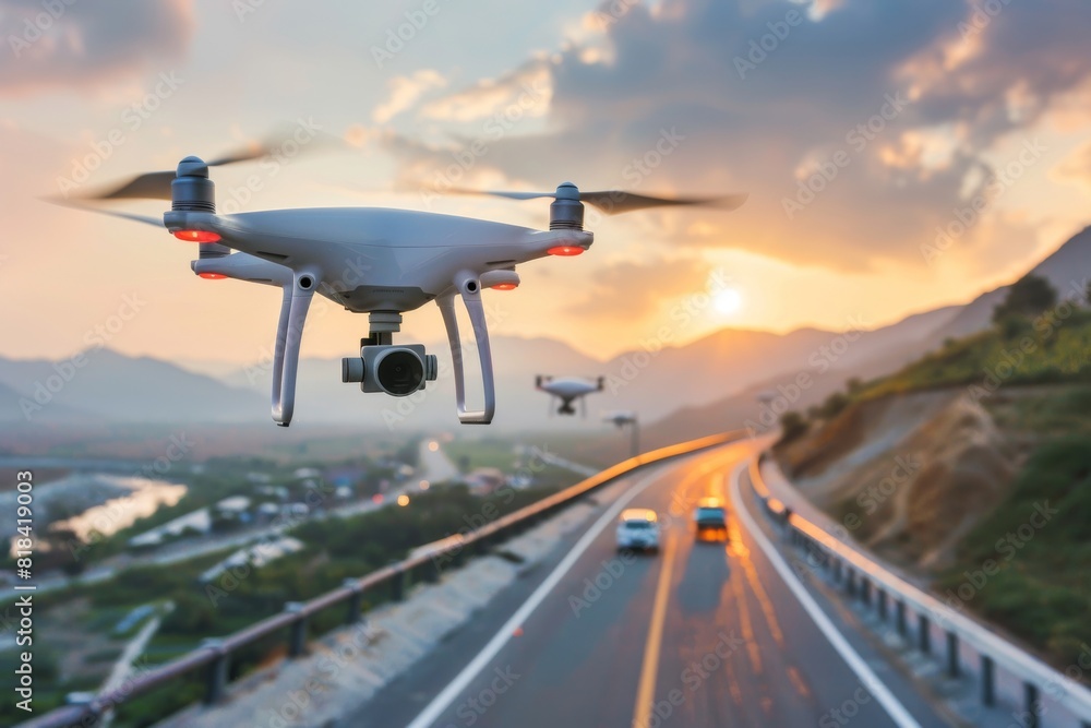 Poster drone operations in tulip fields emphasize pesticide monitoring and precise agricultural application
