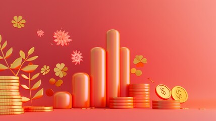 investment graph 3d illustration of positive investments