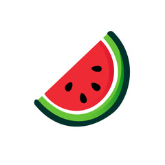 Isolated Watermelon Slice Vector, Ideal for Icon or Logo Designs.