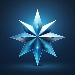 Obraz premium Create of a blue crystal 7-pointed star. The star should be lit from inside and have slight glow around it on dark blue background.