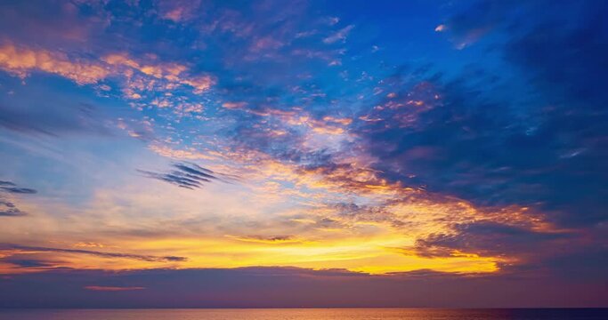 Beautiful 4K Time lapse of Majestic sunrise or sunset clouds sky landscape,Amazing colorful light of nature cloudscape sky background