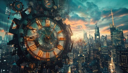 Time concept in the city, merging urban life with the passage of time 🌆⏳✨ The hustle and bustle blend seamlessly with the ticking clock, capturing the essence of modern living #CityTimeflow