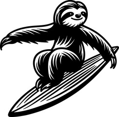 Surfing Sloth Outline