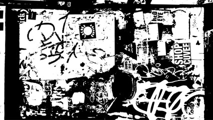 5-22. Black and white grunge graffiti texture background -Illustration.	