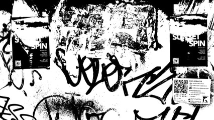 5-53. Black and white grunge graffiti texture background -Illustration.	