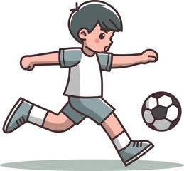 Little kid playing soccer illustration