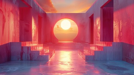 Bright minimal stage showcasing an alien entity