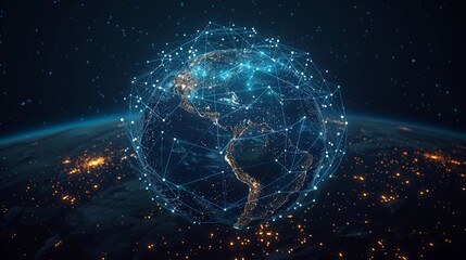 Obraz premium Earth from Space Showing Major City Lights